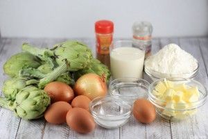 Ingredientes quiche de alcachofas