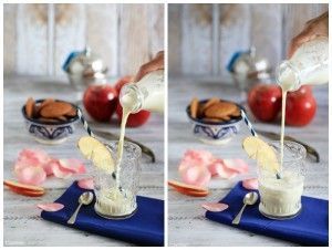 echando batido de manzana
