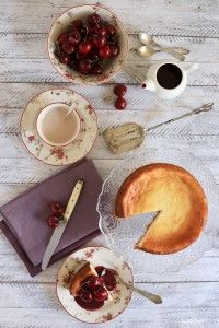 Tarta de queso y chocolate blanco cenital