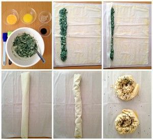 Elaboración Börek de queso y espinacas