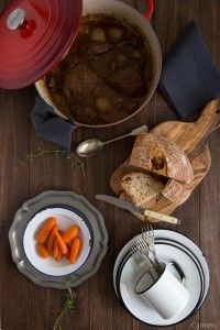 Pollo al vino cenital olla
