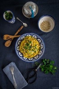 Tagliatelle al azafrán cenital