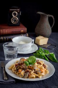 Tagliatelle con gambas frontal