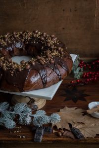 Roscón de reyes de chocolate stand